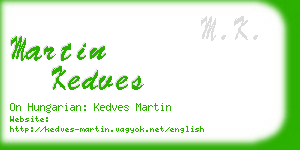 martin kedves business card